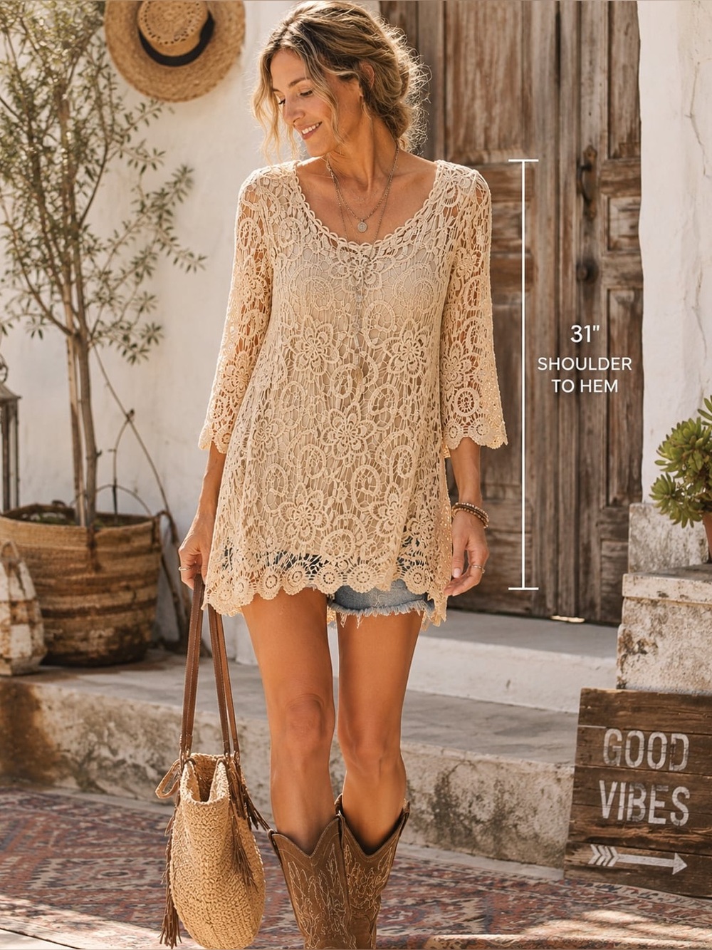 Roz & Ali Floral Crochet Lace Top